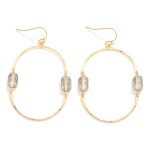 Wholesale cushion Cut Bead Linked Gold Half Circles Drop Earrings L