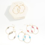 Wholesale cushion Cut Bead Linked Gold Half Circles Drop Earrings L