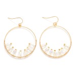 Wholesale gold Hoop Drop Earrings Cushion Cut Beads L