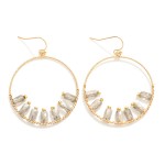 Wholesale gold Hoop Drop Earrings Cushion Cut Beads L