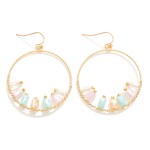 Wholesale gold Hoop Drop Earrings Cushion Cut Beads L