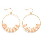Wholesale gold Hoop Drop Earrings Cushion Cut Beads L