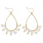 Wholesale gold Teardrop Drop Earrings Fanned Bead Detail L