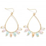 Wholesale gold Teardrop Drop Earrings Fanned Bead Detail L