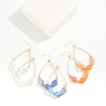 Wholesale linked Gold Teardrop Beaded Drop Earrings L