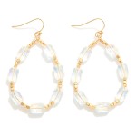 Wholesale cushion Cut Beaded Loop Drop Earrings Gold Bead Accents L