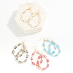 Wholesale cushion Cut Beaded Loop Drop Earrings Gold Bead Accents L