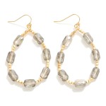 Wholesale cushion Cut Beaded Loop Drop Earrings Gold Bead Accents L
