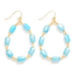 Wholesale cushion Cut Beaded Loop Drop Earrings Gold Bead Accents L