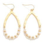 Wholesale linked Hammered Metal Beaded Wire Drop Earrings L