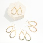 Wholesale linked Hammered Metal Beaded Wire Drop Earrings L