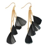 Wholesale chain Link Feather Tassels Drop Earrings L