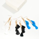 Wholesale chain Link Feather Tassels Drop Earrings L
