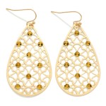 Wholesale rhinestone Studded Quatrefoil Lattice Drop Earrings L