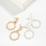 Textured Metal Tone Hoop Post Drop Earrings

- Approximately 1.5" L