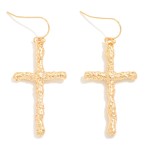 Textured Metal Cross Drop Earrings 

- Approximately 1.75' L