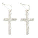 Wholesale textured Metal Cross Drop Earrings L