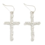 Textured Metal Cross Drop Earrings 

- Approximately 1.75' L