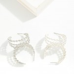 Wholesale layered Metal Beaded Hoop Earrings D