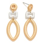 Wholesale linked Ribbed Metal Geometric Shapes Drop Earrings L