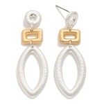 Wholesale linked Ribbed Metal Geometric Shapes Drop Earrings L