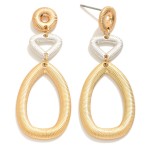 Wholesale linked Ribbed Metal Shapes Drop Earrings L