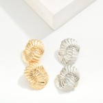 Wholesale metal Ribbed Post Drop Earrings L