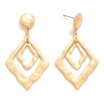Wholesale linked Metal Hammered Rhombus Drop Earrings L