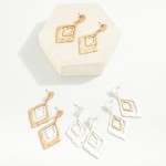 Wholesale linked Metal Hammered Rhombus Drop Earrings L