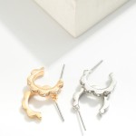 Wholesale rhinestone Studded Metal Flower Huggie Hoop Earrings D
