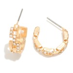 Wholesale metal Chain Link Hoop Earrings Rhinestone Details D