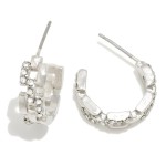 Wholesale metal Chain Link Hoop Earrings Rhinestone Details D