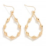 Metal Tone Bamboo Teardrop Drop Earrings 

- Approximately 1.5" L