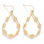 Metal Tone Bamboo Teardrop Drop Earrings 

- Approximately 1.5" L