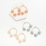 Wholesale twisted Hoop Drop Earrings Rhinestone Pearl Flowers L