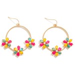 Wholesale twisted Hoop Drop Earrings Rhinestone Pearl Flowers L