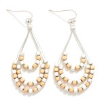 Wholesale layered Metal Wire Loop Drop Earrings Rectangular Metal Beads L