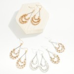 Wholesale layered Metal Wire Loop Drop Earrings Rectangular Metal Beads L