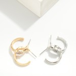 Wholesale metal Hoop Earrings Rhinestone Detail D