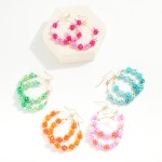 Wholesale cluster Beaded Metal Wire Hoop Drop Earrings L