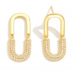 Wholesale do Everything Love Oval Post Drop Earring Cubic Zirconia Detail Brass