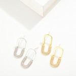 Wholesale do Everything Love Oval Post Drop Earring Cubic Zirconia Detail Brass