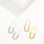 Do Everything In Love Oval Post Drop Earring With Cubic Zirconia Detail 

- Brass Base
- Hypoallergenic
- White / 14K Gold Dipped
- Made In Korea
- Approximately 1"L