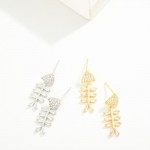 Wholesale do Everything Love Cubic Zirconia Fish Skeleton Post Drop Earrings Bra