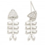 Wholesale do Everything Love Cubic Zirconia Fish Skeleton Post Drop Earrings Bra