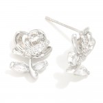 Wholesale do Everything Love Cubic Zirconia Flower Stud Earrings Brass Base Hypo