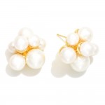 Wholesale do Everything Love Pearl Cluster Stud Earrings Brass Base Hypoallergen