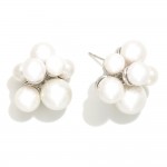 Wholesale do Everything Love Pearl Cluster Stud Earrings Brass Base Hypoallergen