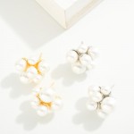 Wholesale do Everything Love Pearl Cluster Stud Earrings Brass Base Hypoallergen