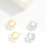 Wholesale do Everything Love Gold Dipped Cubic Zirconia Pearl Flower Huggie Hoop